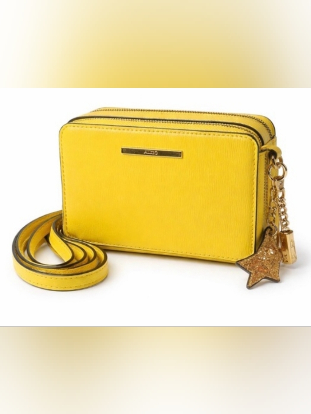 Aldo Yellow Double-Zip Crossbody with Star Charm